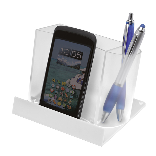 Smartphone-/Tabletständer mit Zettelbox und Köcher