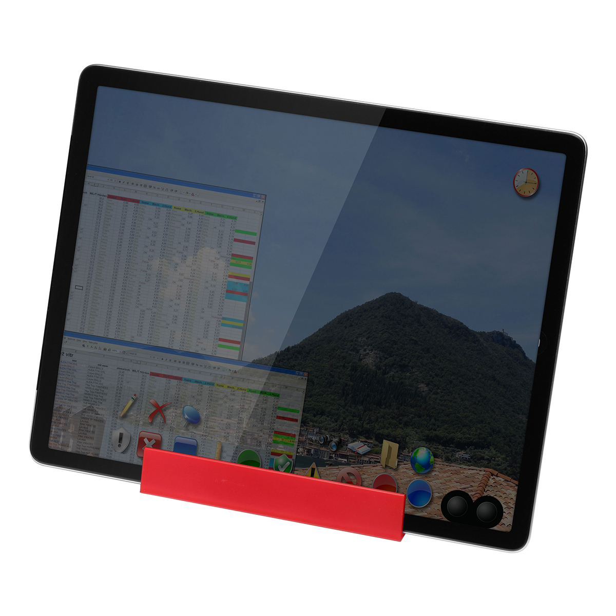 Smartphone-/Tabletständer mit Zettelbox und Köcher