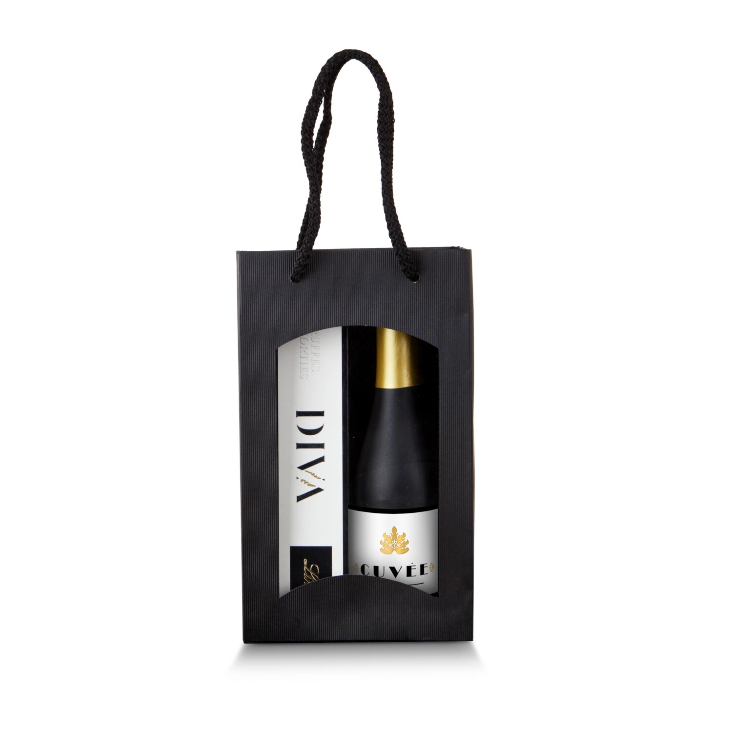 Luxuriöser Schokoladengenuss: 8 DIVA Trüffelvariationen von Lindt (114 g), perfekt kombiniert mit einer schwarz-matten Piccolo-Flasche.