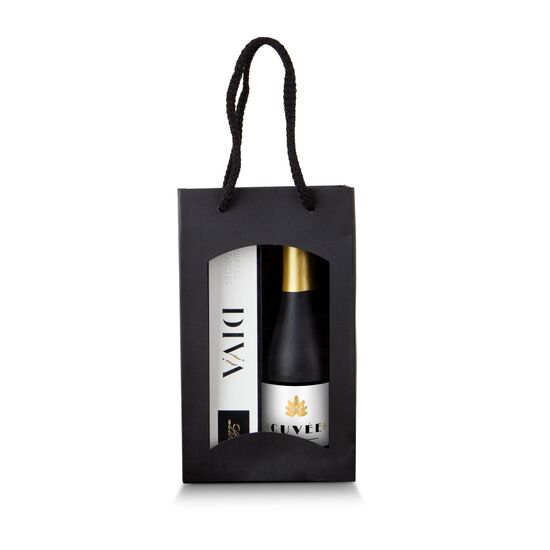 Luxuriöser Schokoladengenuss: 8 DIVA Trüffelvariationen von Lindt (114 g), perfekt kombiniert mit einer schwarz-matten Piccolo-Flasche.