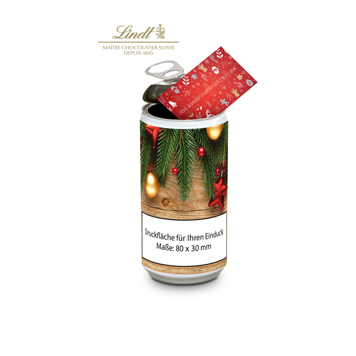 Weihnachtsüberraschung! Lindt Weihnachtsmann (ca. 40 g), 3 Lindt Lindorkugeln (je 12,5 g) und ein Weihnachtsgruß. In 4 Designs erhältlich.