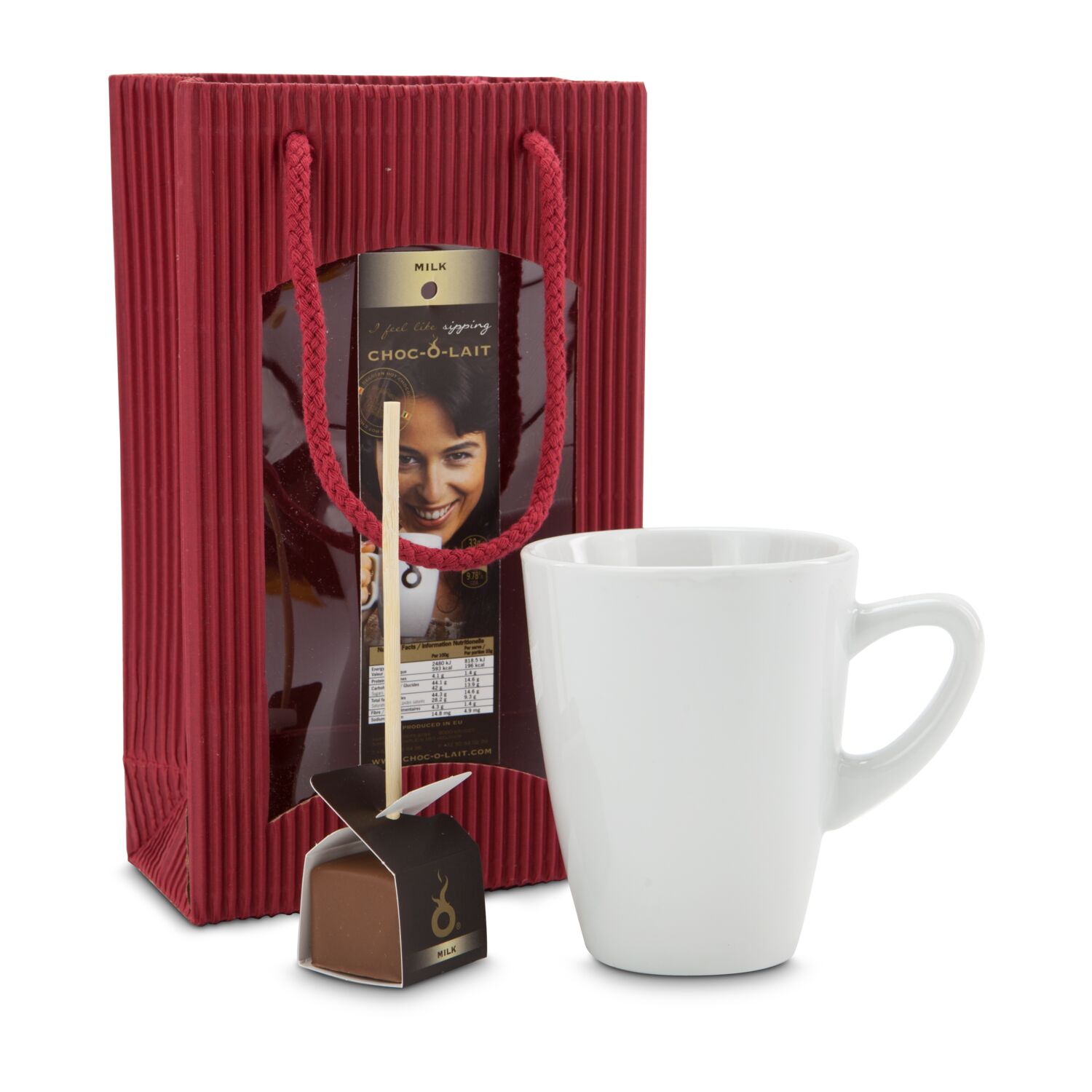 Eine nette Aufmerksamkeit für alle, die Heiße Schokolade lieben: Einfach den Schokostick in der Tasse mit kochend heißer Milch auflösen.