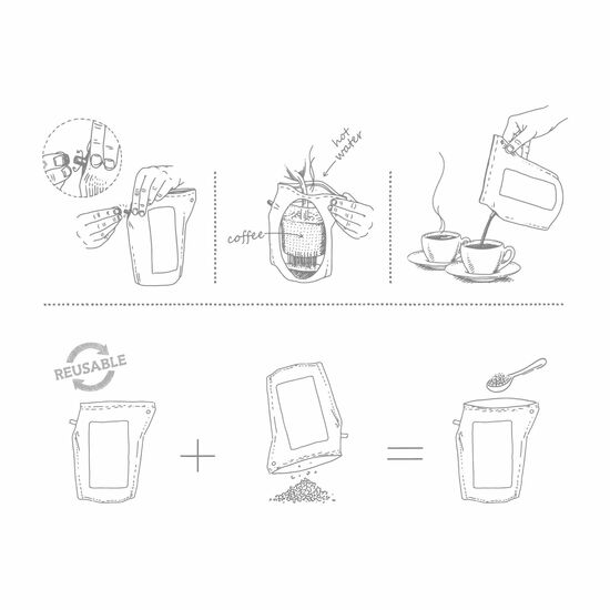 Verschenken Sie Ruhe und Genuss zur Weihnachtszeit: Fairtrade-Kaffee im Brühbeutel mit integriertem Filter. Ideal fürs Büro & unterwegs.