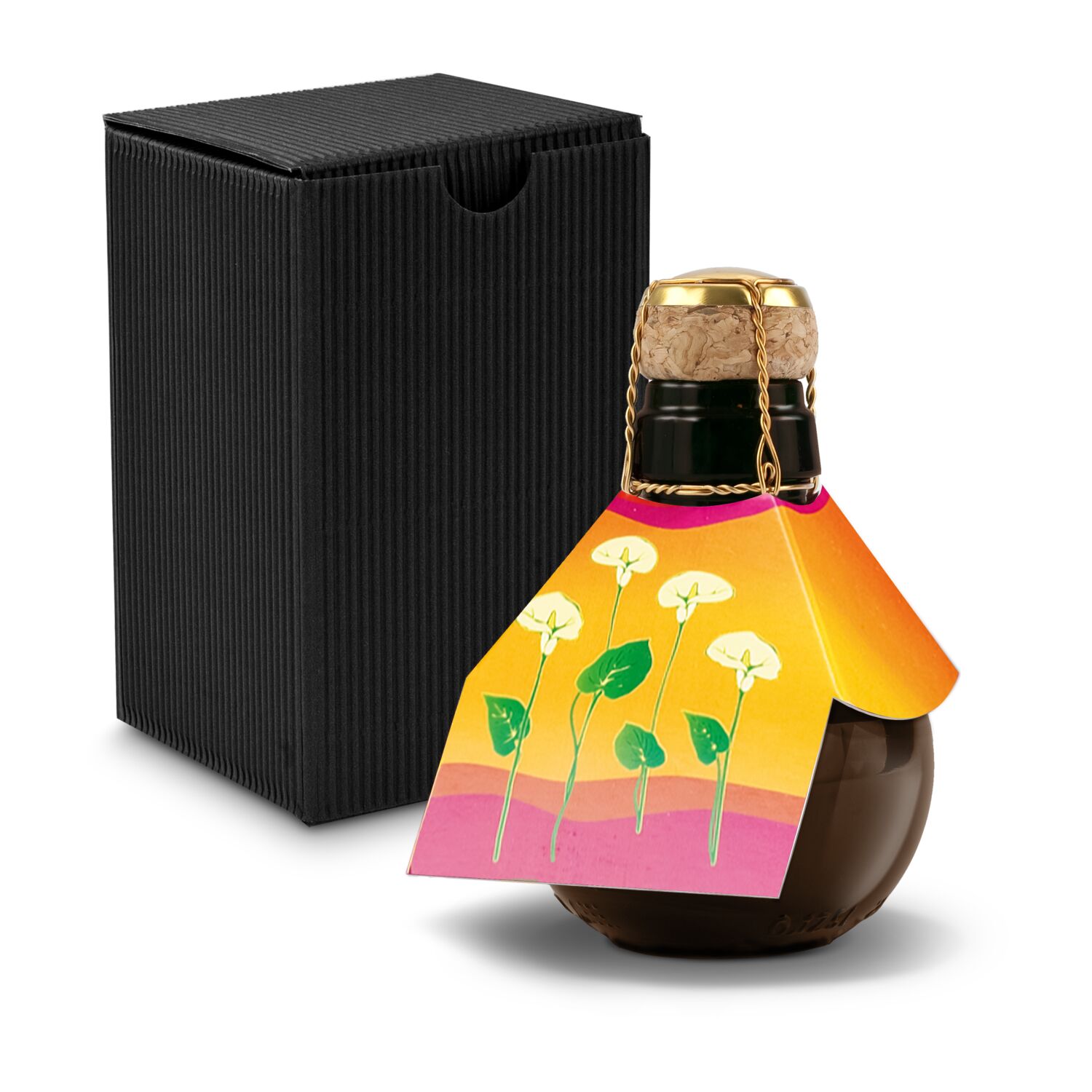 0,125 l hochwertiger Sekt brut in origineller Flasche, Alkohol 12% Vol. - Inklusive Geschenkkarton