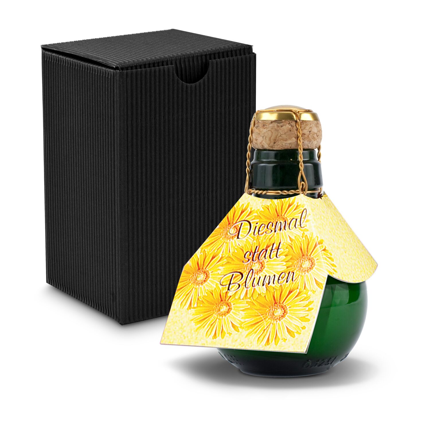 Origineller Sekt Diesmal statt Blumen - Karton Schwarz, 125 ml 2K1358a2