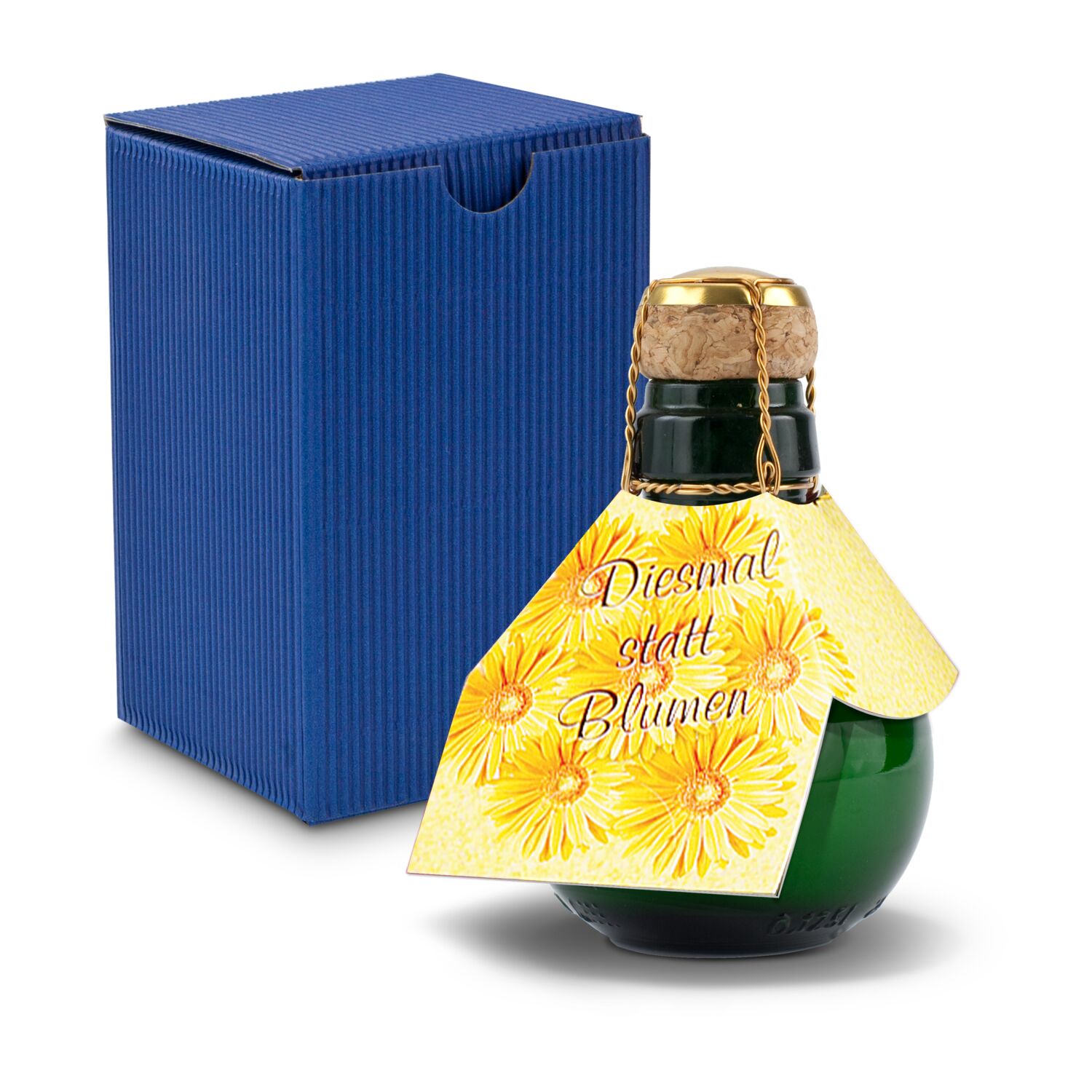 Origineller Sekt Diesmal statt Blumen - Karton Blau, 125 ml 2K1358a3