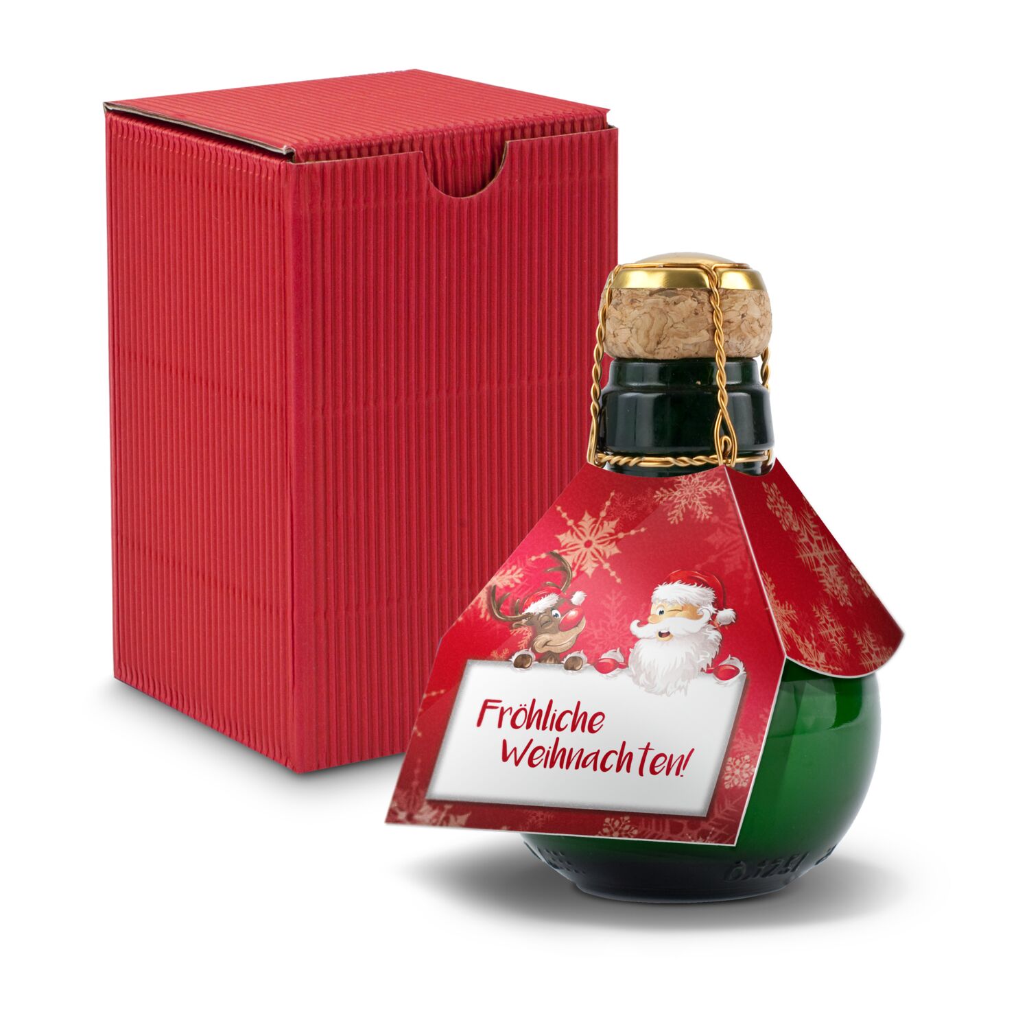 Origineller Sekt Fröhliche Weihnachten - Karton Rot, 125 ml 2K1358i4