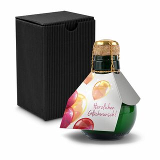 Origineller Sekt Herzlichen Glückwunsch - Karton Schwarz, 125 ml 2K1358m2