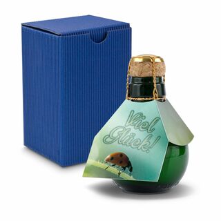 Origineller Sekt Viel Glück - Karton Blau, 125 ml 2K1358n3