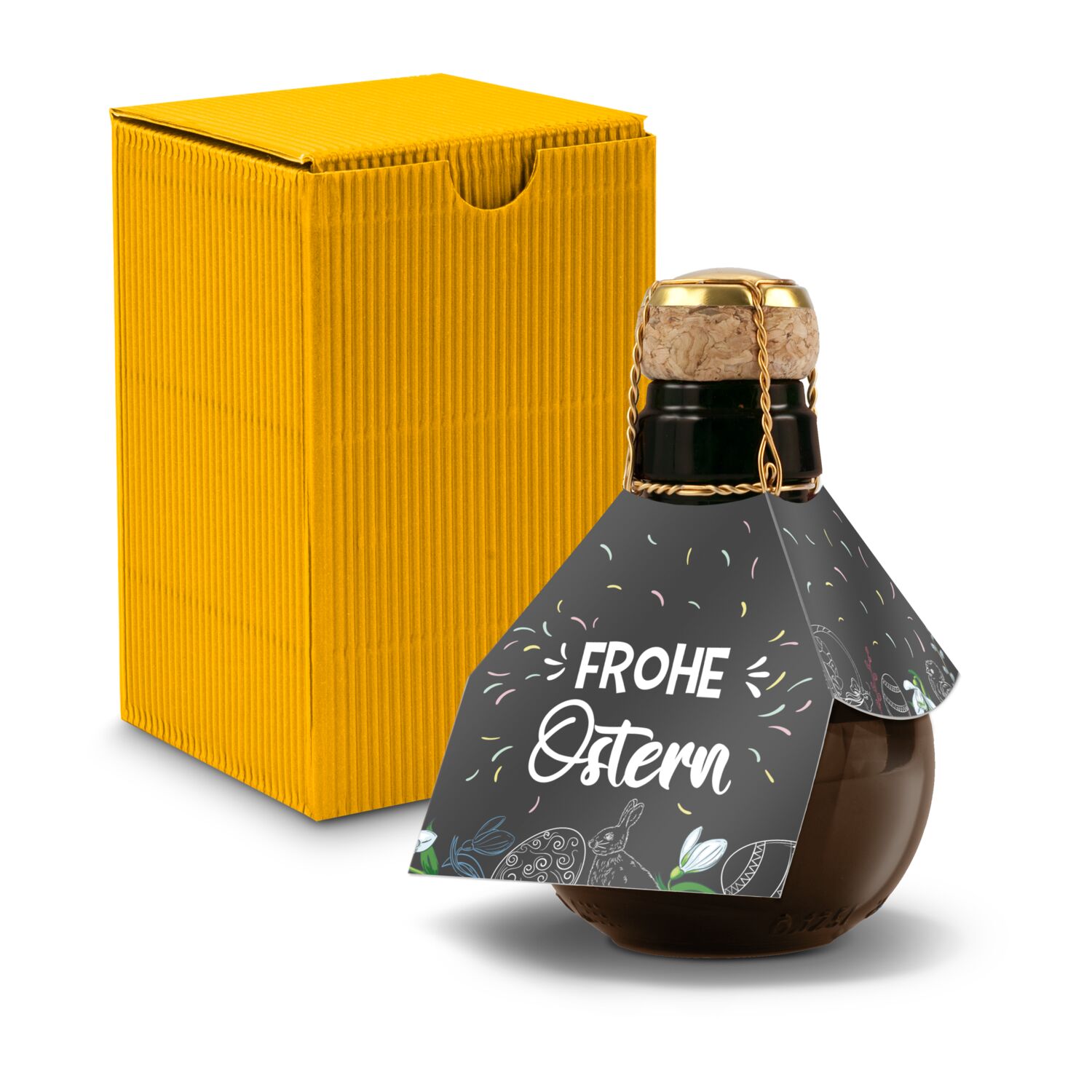 Origineller Sekt Frohe Ostern - Karton Gelb, 125 ml 2K1358r1