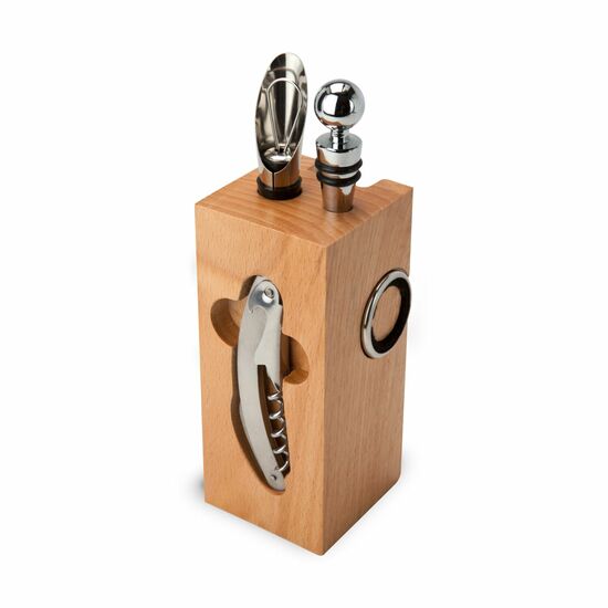 Geschenkset / Präsenteset: Buche-Block mit Wein 2K1438