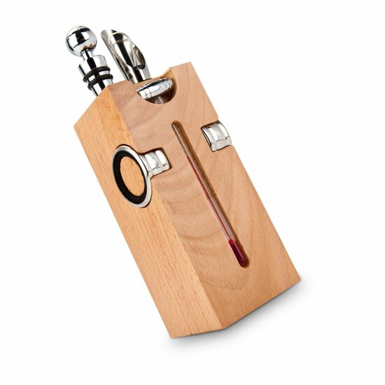 Geschenkset / Präsenteset: Buche-Block mit Wein 2K1438