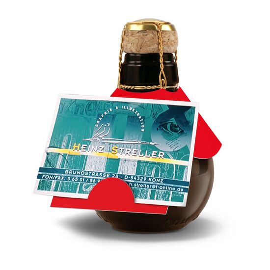 0,125 l hochwertiger Sekt brut in origineller Flasche mit Naturkork und Agraffe, Alkohol 12% Vol.