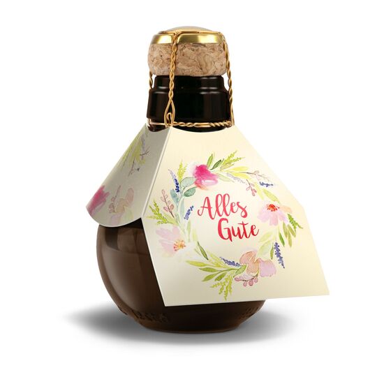 0,125 l hochwertiger Sekt brut in origineller Flasche mit Naturkork und Agraffe, Alkohol 12% Vol.