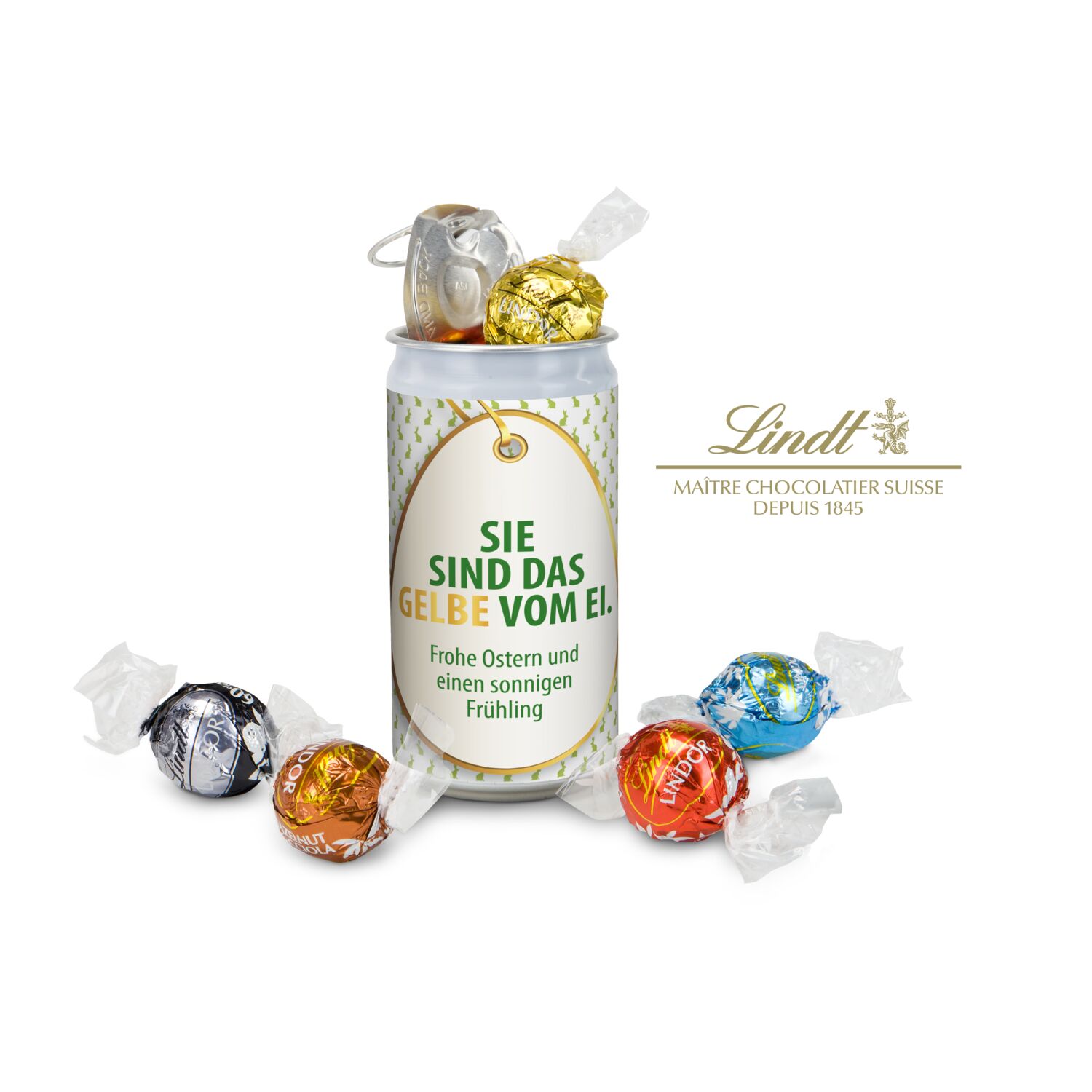 Geschenkartikel / Präsentartikel: Lindt-Geheimnis Ostern - Etikett Sie sind das Gelbe vom Ei 2K1679e