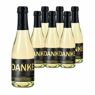 6 hochwertige Secco Piccolo Glasflaschen (0,2 l) mit „Danke” Etikett im 6er Karton, Alkohol 10,5% Vol. - Sektsteuerfrei