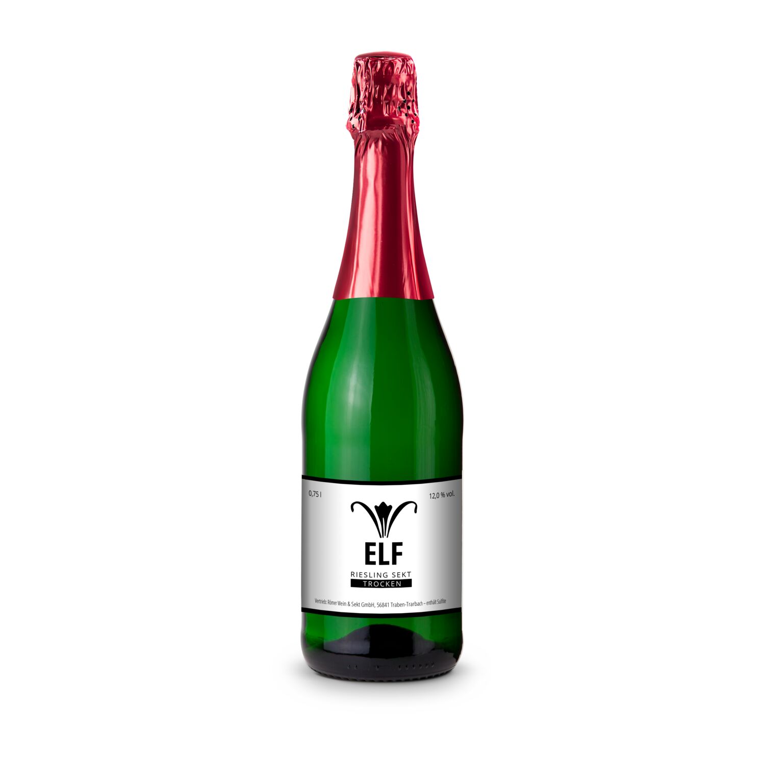 Sekt - Riesling - Flasche grün - Kapselfarbe Rot, 0,75 l 2K1907e