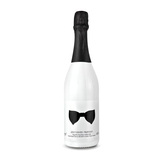 0,75 l trockenes Sekt Cuvée in weiß-lackierter Flasche, Alkohol 11% Vol.