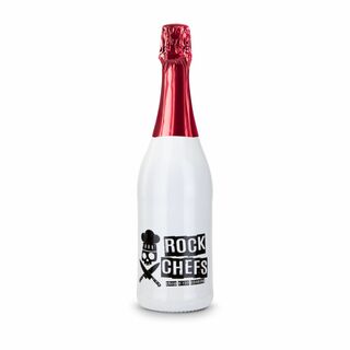 Sekt Cuvée - Flasche weiß-lackiert - Kapsel rot, 0,75 l 2K1911e