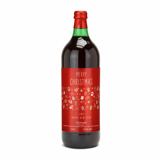 Original Nürnberger Glühwein in grüner 1 l Krugflasche, individuelles Etikett, Alkohol 10 % Vol.