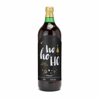 Glühwein - Flasche grün, 1 l - Motiv: HOHOHO 2K1941a