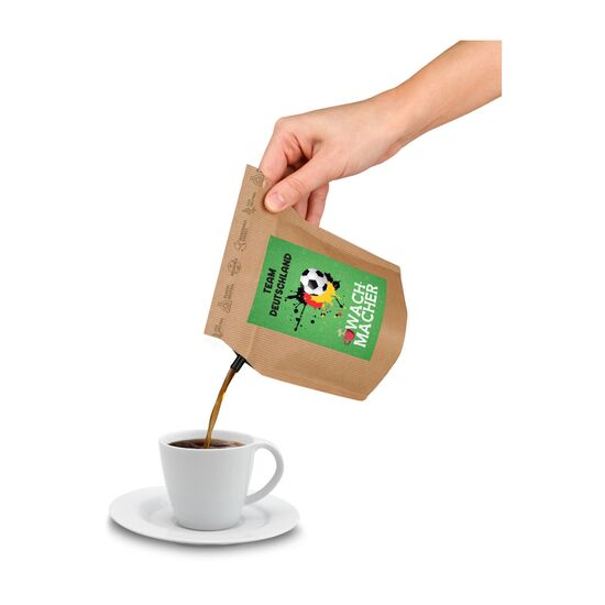 Der beliebte Kaffee Brühbeutel, Coffeebrewer, im Deutschland-Design passend zu EMs, WMs, Olypmischen Spielen, etc.