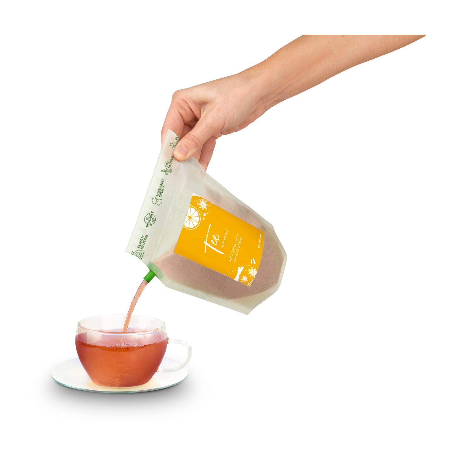 Der beliebte Tee Brühbeutel für unterwegs im Deutschland-Design - passend zu EMs, WMs, Olympischen Spielen, etc.