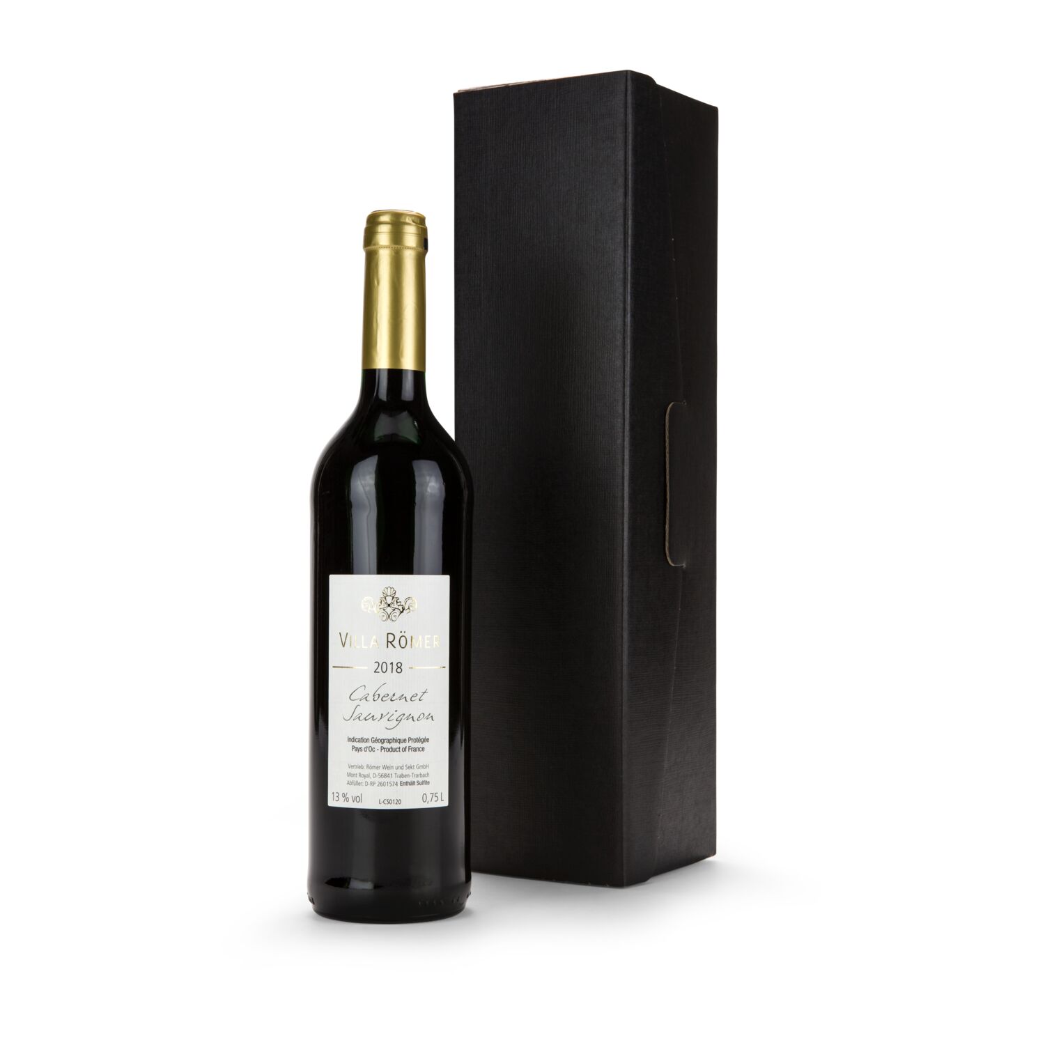Geschenkset / Präsenteset: Rotwein im schwarzen Geschenkkarton 2K2029