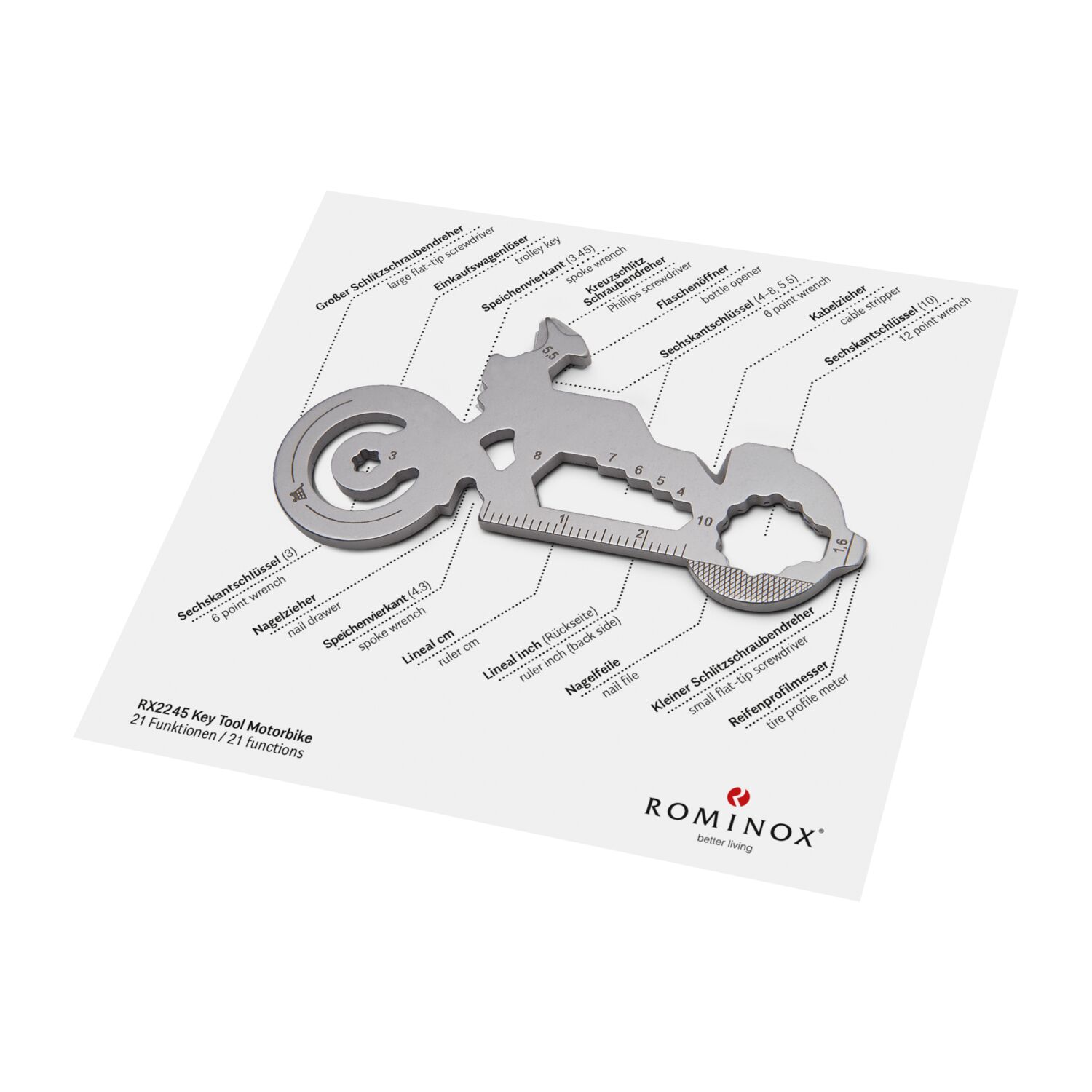 ROMINOX® Key Tool Motorbike (21 Funktionen) Danke 2K2103d