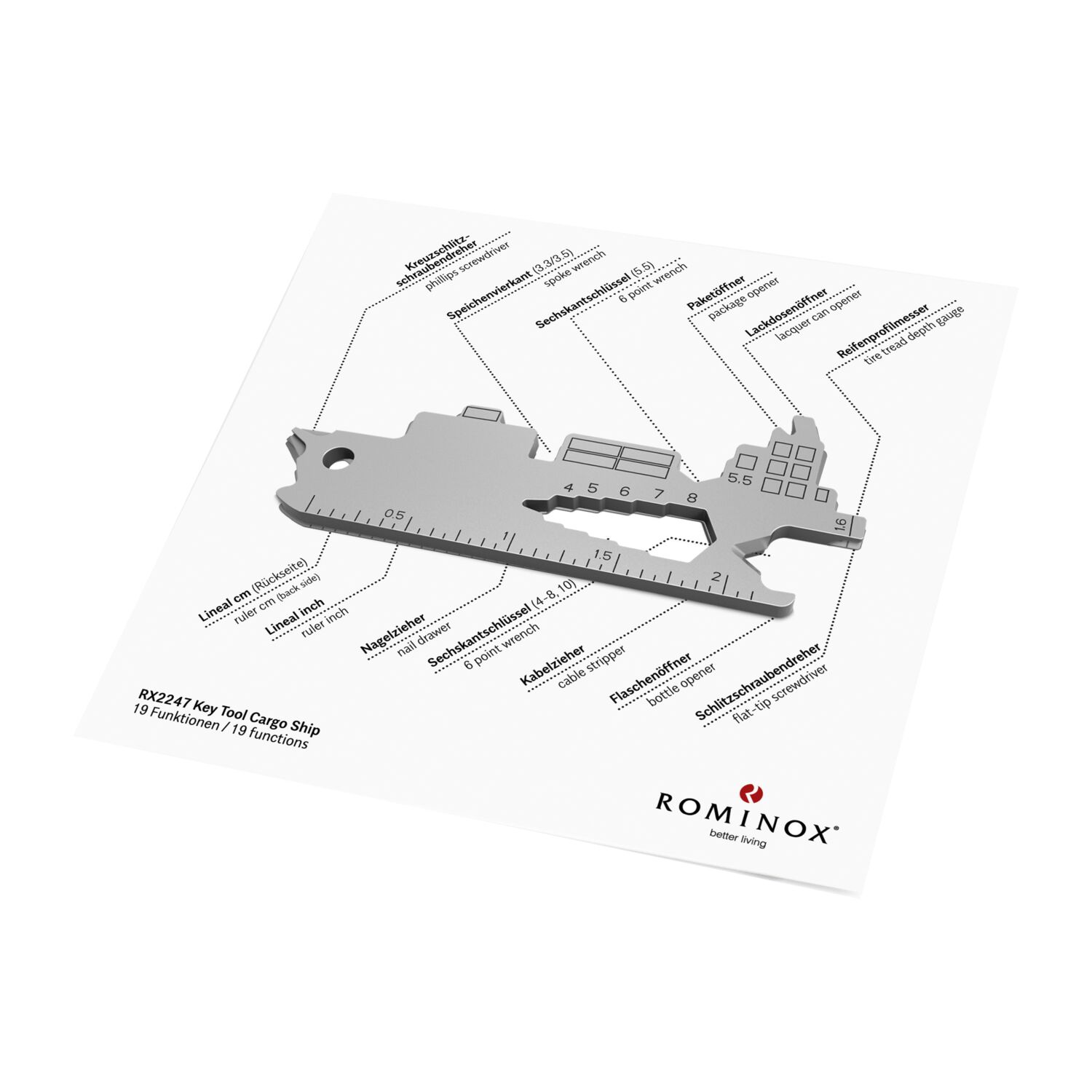ROMINOX® Key Tool Cargo Ship (19 Funktionen) Danke 2K2103f