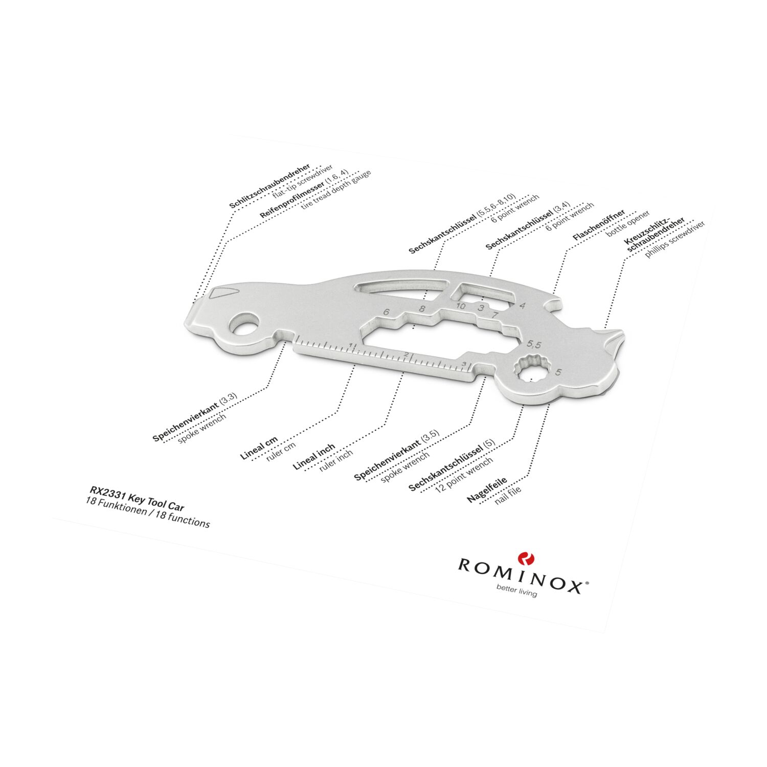 ROMINOX® Key Tool Car/Auto (18 Funktionen) Happy Father's Day 2K2104p
