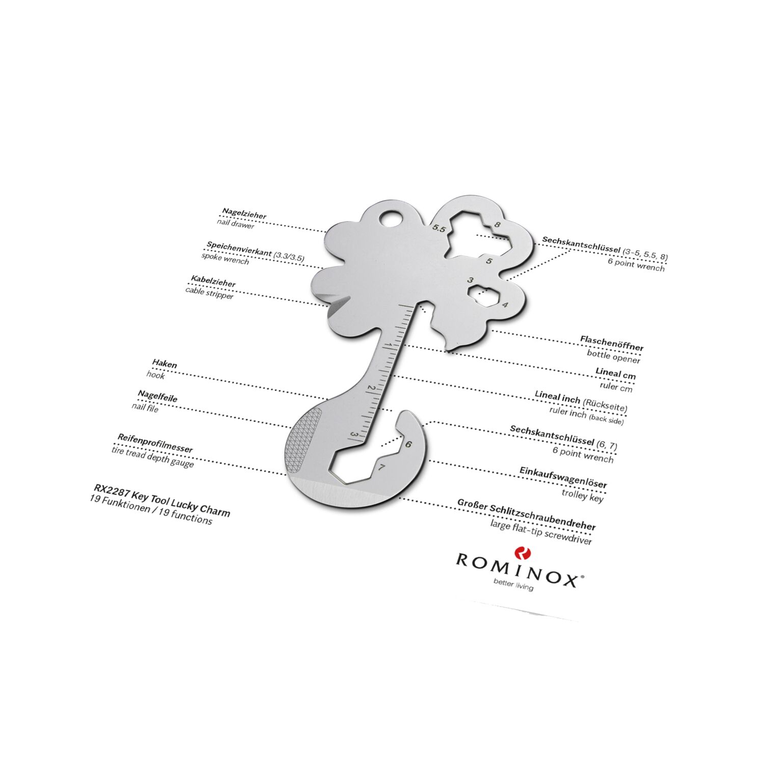ROMINOX® Key Tool Lucky Charm (19 Funktionen) Super Dad 2K2108m