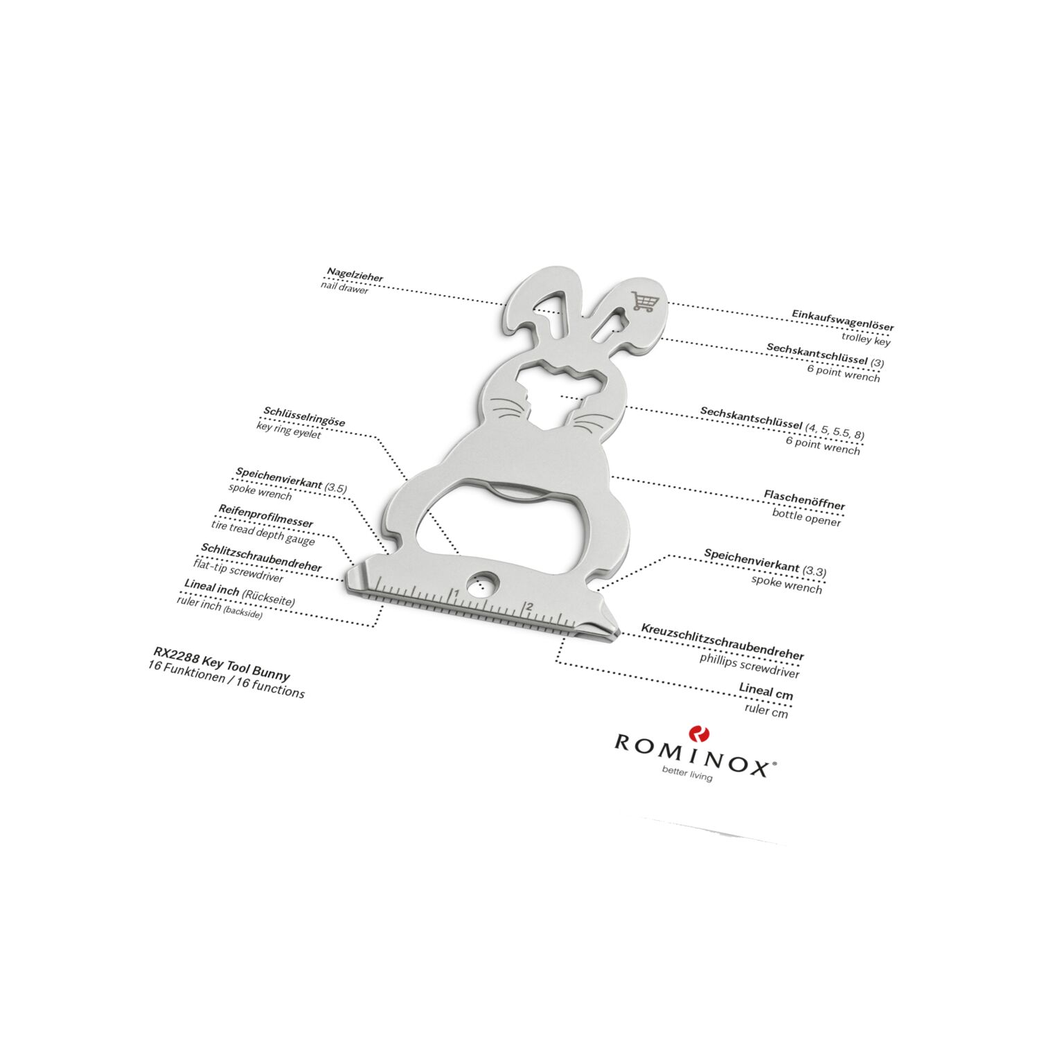ROMINOX® Key Tool Bunny (16 Funktionen) Frohe Ostern 2K2110o