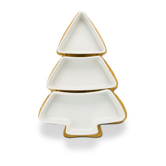 Das ROMINOX® Servierschalenset Tre Arbo kombiniert mit Lebkuchen, Lebkuchen Stäbchen und Mini-Plätzchen - verpackt im rotem Geschenkkarton.