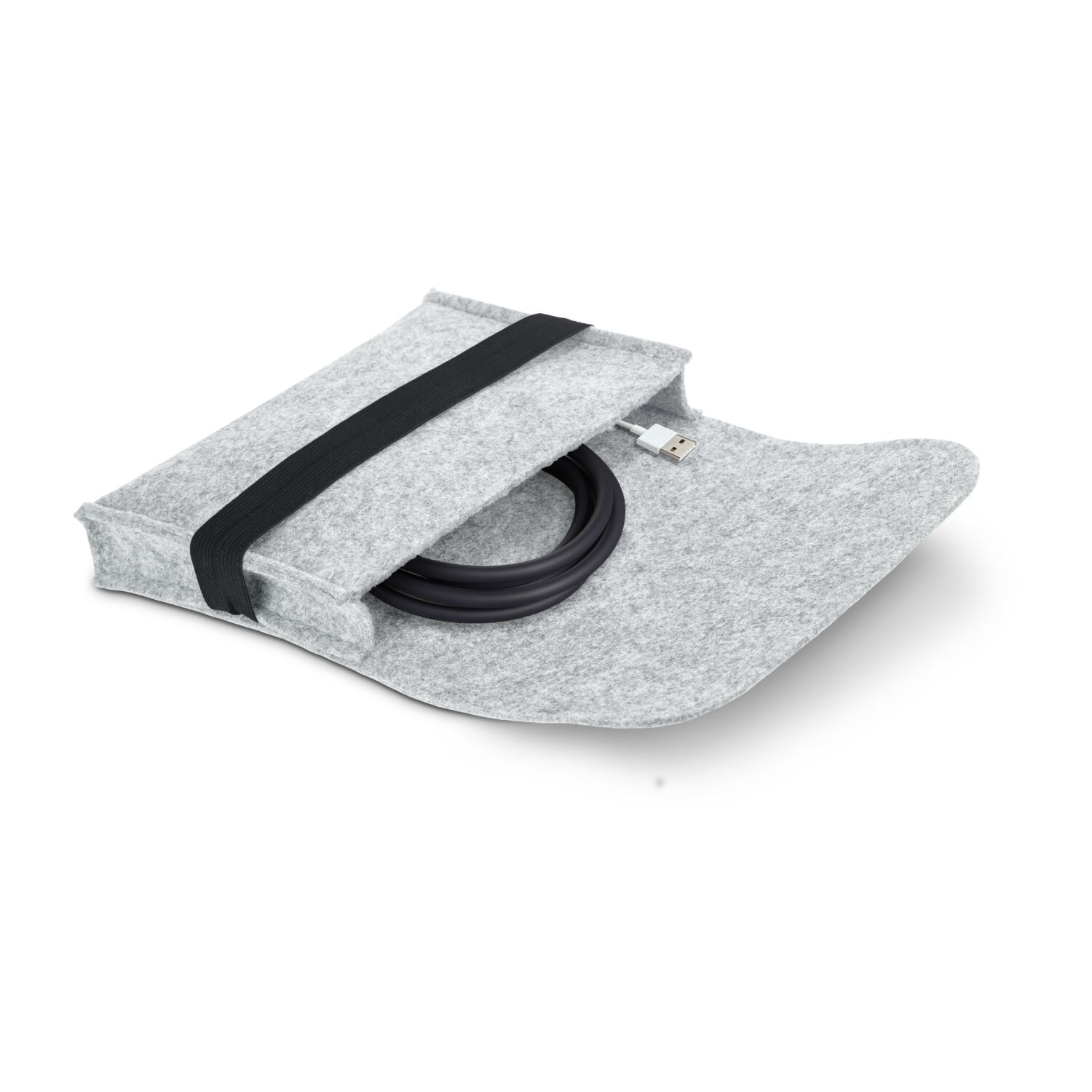 Die ROMINOX® Filztasche mit Gummiband ist gefüllt mit einem Oblaten-Lebkuchen, einem Lebkuchen-Stern und einem Mini-Stollen.