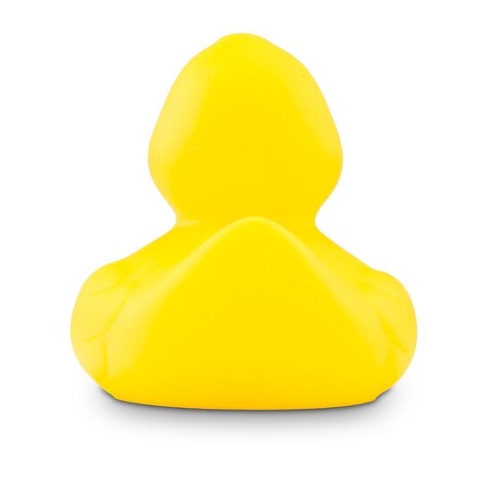 Eine Badeente, Badesalz, eine Tube Duschgel, ein Mesh-Schwamm und ein Handtuch verpackt in einem blauen Geschenkkarton mit Aufkleber.