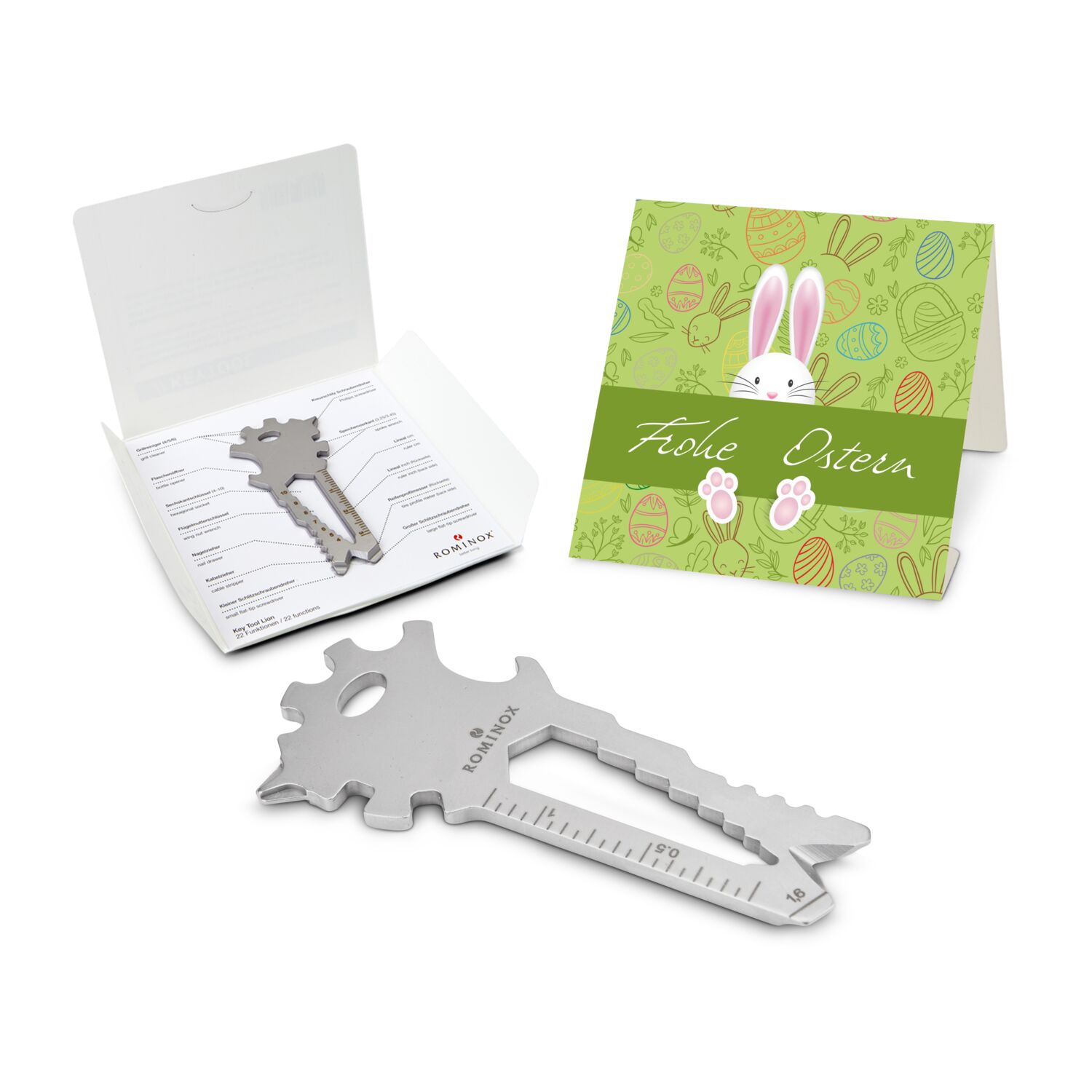 ROMINOX® Key Tool Lion (22 Funktionen) Frohe Ostern Hase 2K2202b