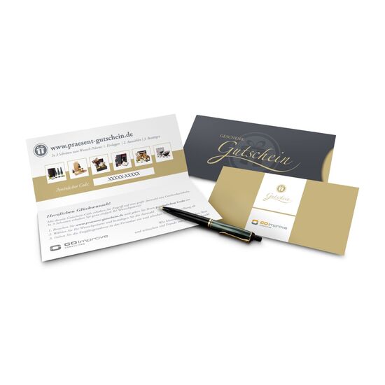 Treffen Sie garantiert den richtigen Geschmack des Beschenkten! Geschenkgutschein im Holzkästchen zur einfachen Online Einlösung.