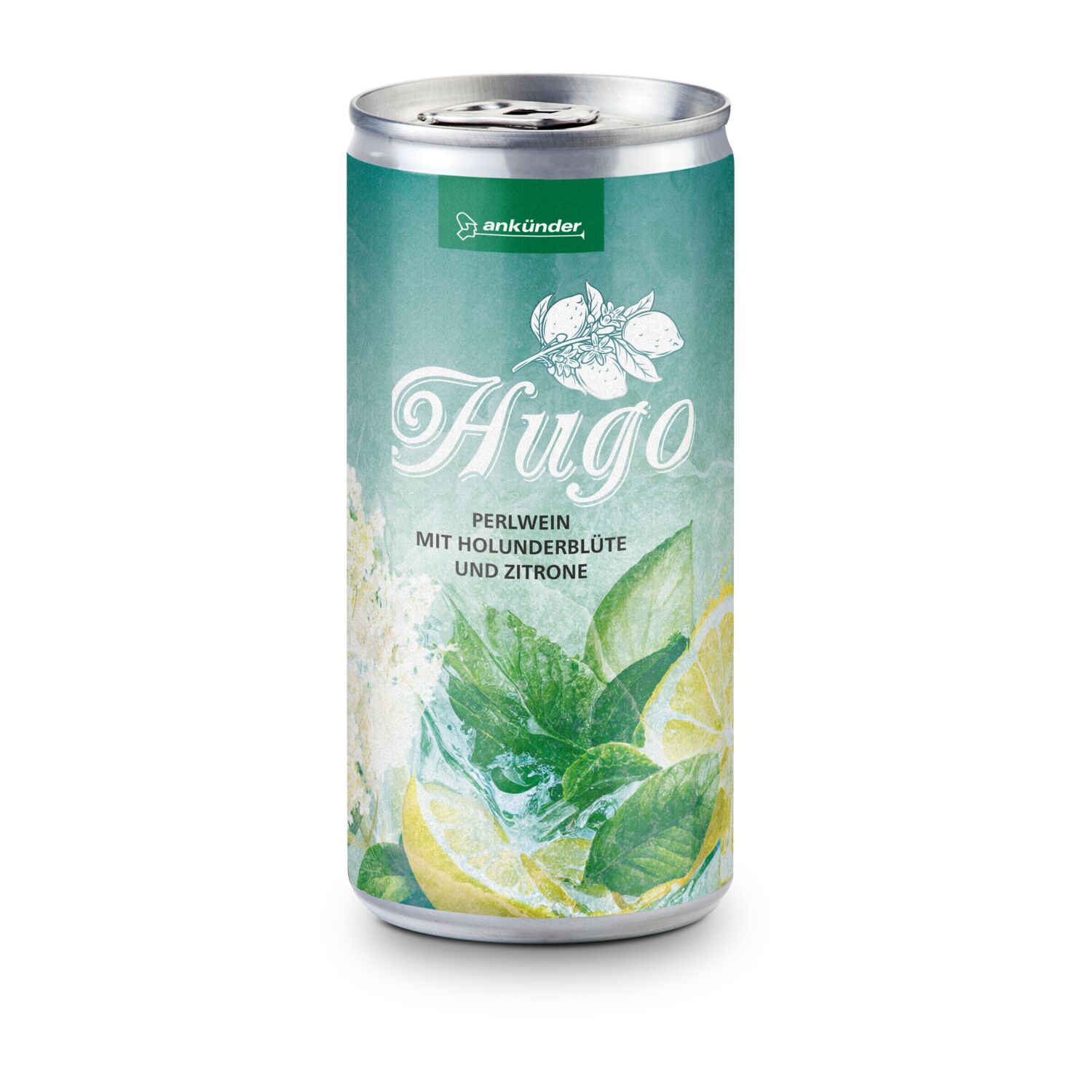 Holundersirup, Limette und Minze. Prickelnd, spritzig und frisch! Weincocktail, 6,9% Vol., 0,2 l Slimline Dose in Silber mit Papier-Etikett