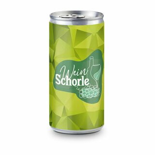 Weinhaltiges Mischgetränk aus Weißwein (65 %) und Quellwasser mit zugesetzter Kohlensäure, 6,8 % Vol., 0,2 l Slimline Dose in Silber mit Folien-Etikett