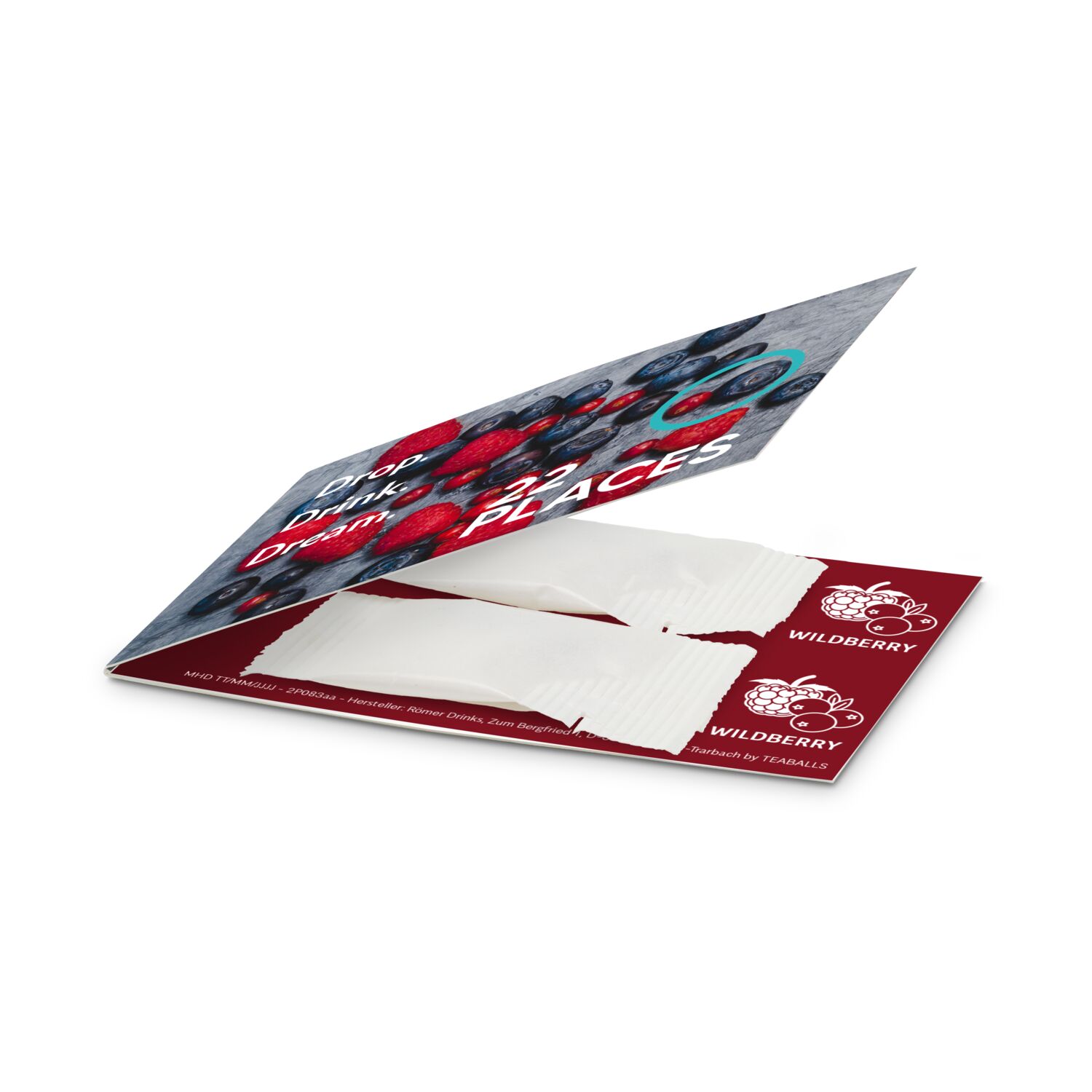 2 Sachets Promo Drops by TEABALLS (2x 6-8 Drops Ihrer Wunschsorte für bis zu 1 L) in individueller Klappkarte