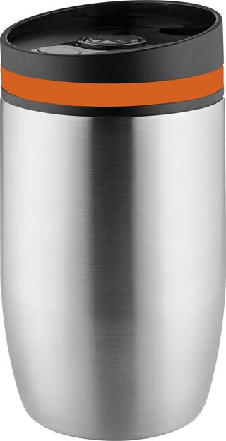 Metmaxx® Thermobecher "CremaOfficinaBudget“ silber/Ring orange