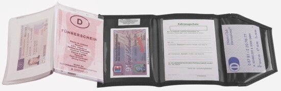 CreativDesign® Ausweistasche "ColourStripe" schwarz/schwarz