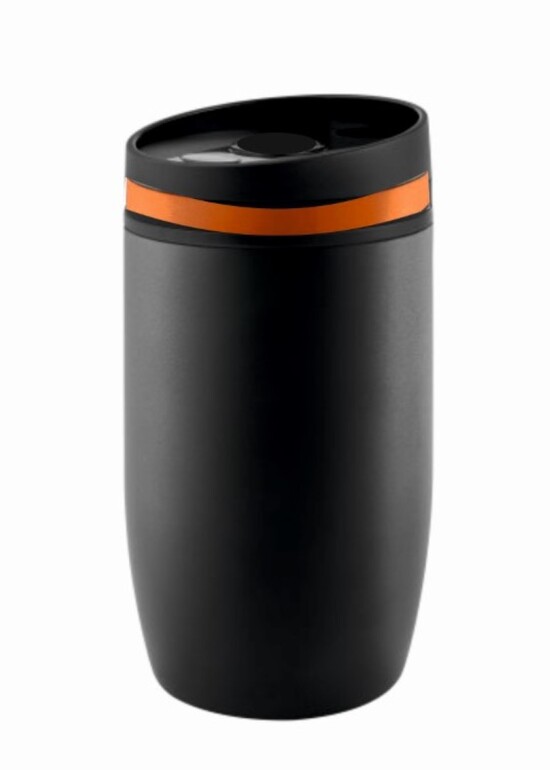 Metmaxx® Thermobecher "CremaOfficinaNero" schwarz/Ring orange