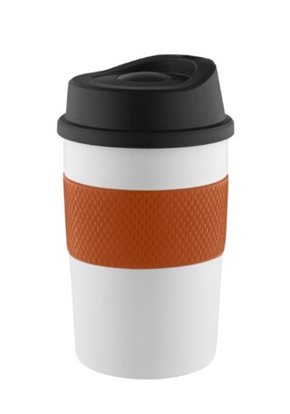 Metmaxx® Thermobecher "CremaCoffeeHouse"  weiß/Ring orange