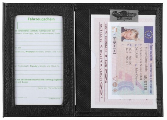 CreativDesign® Ausweistasche "LookPlus" schwarz/schwarz
