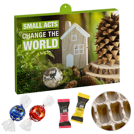 Premium Marken-Adventskalender PAPIER mit Lindt Lindor & Hello Mini Stick-Mix