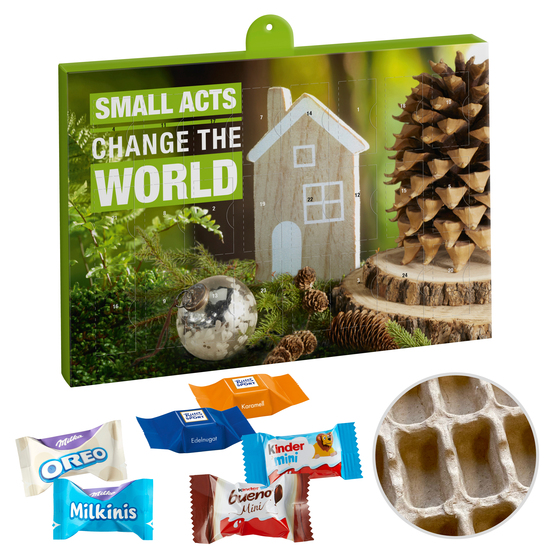 Premium Präsent-Adventskalender "Eco" mit Ritter Sport & Milka Favourites Mix & Kinder Schokolade & Kinder Bueno Mix