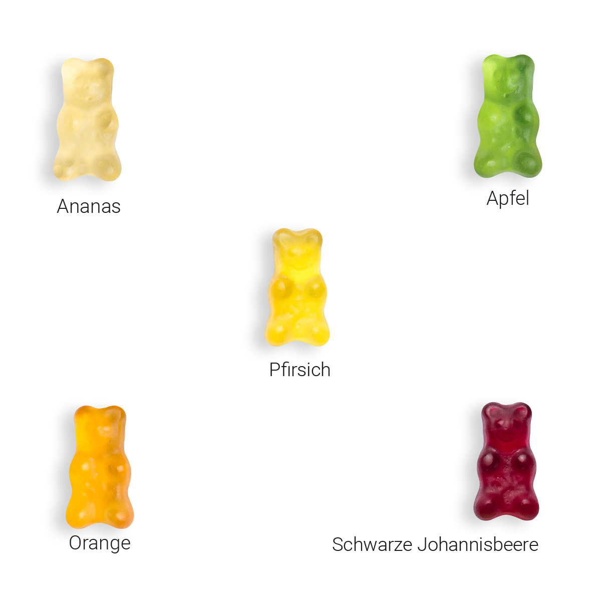 Fruchtsaftbärchen im Werbetütchen, ca. 60 x 90 mm, 10 g, Cyclepaper weiß - Fruchtsaftbärchen