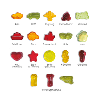 Fruchtgummi Standardformen, ca. 60 x 90 mm, 10 g, Standard-Folie transparent - Paragraph